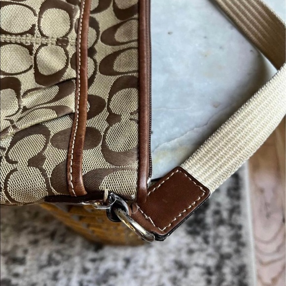 Coach Bags Coach Signature Pleated Khaki Crossbody Bag Poshmark